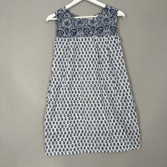 House of Pom Womens Dress XS White 100% Cotton Printed Beachy Cover Up Resort - Picture 2 of 11